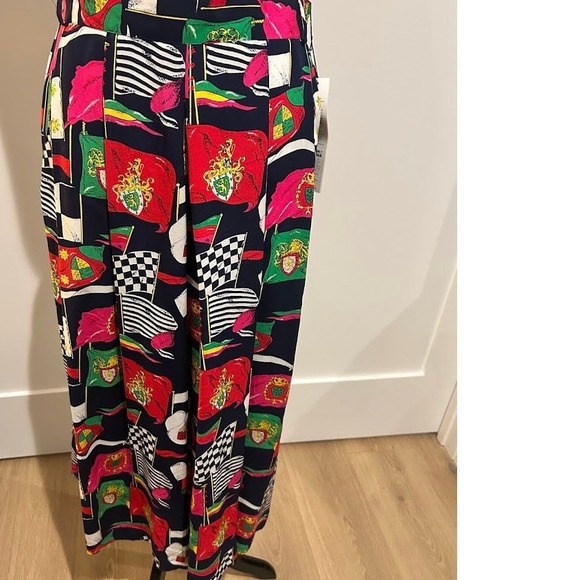 Vintage NWT August Silk Diane Gilman 90s Silk 2 Piece Flag Print Top and Pants L - Picture 11 of 11